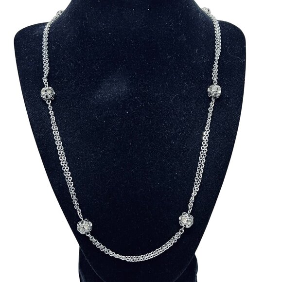 Sarah Coventry Silver Tone Disco Ball Rhinestone Necklace And Bracelet Set (5535 - Picture 2 of 8